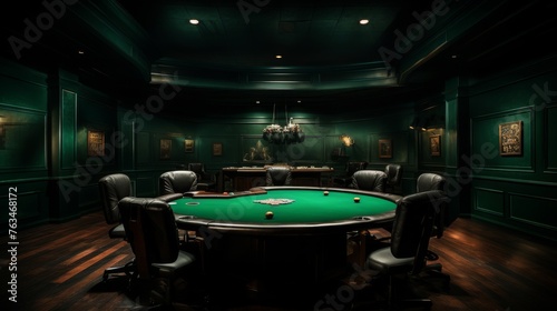 Room With Pool Table and Chairs