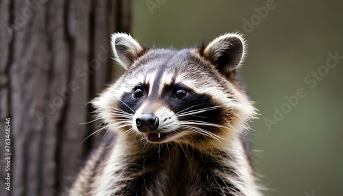 A Raccoon With Its Eyes Wide Open Alert To Any Mo Upscaled 8
