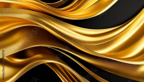 3d golden wave silk satin background abstract luxury swirling black gold background gold waves abstract background texture