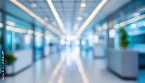 abstract defocused blurred technology space background empty business corridor or shopping mall medical and hospital corridor defocused background with modern laboratory clinic