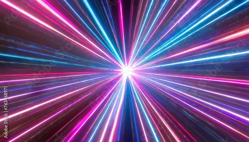 neon laser show with star beams laser abstract background blue pink lines moving outthe rays of the star scatter in different directions with bright lights in the center the rays from the middle