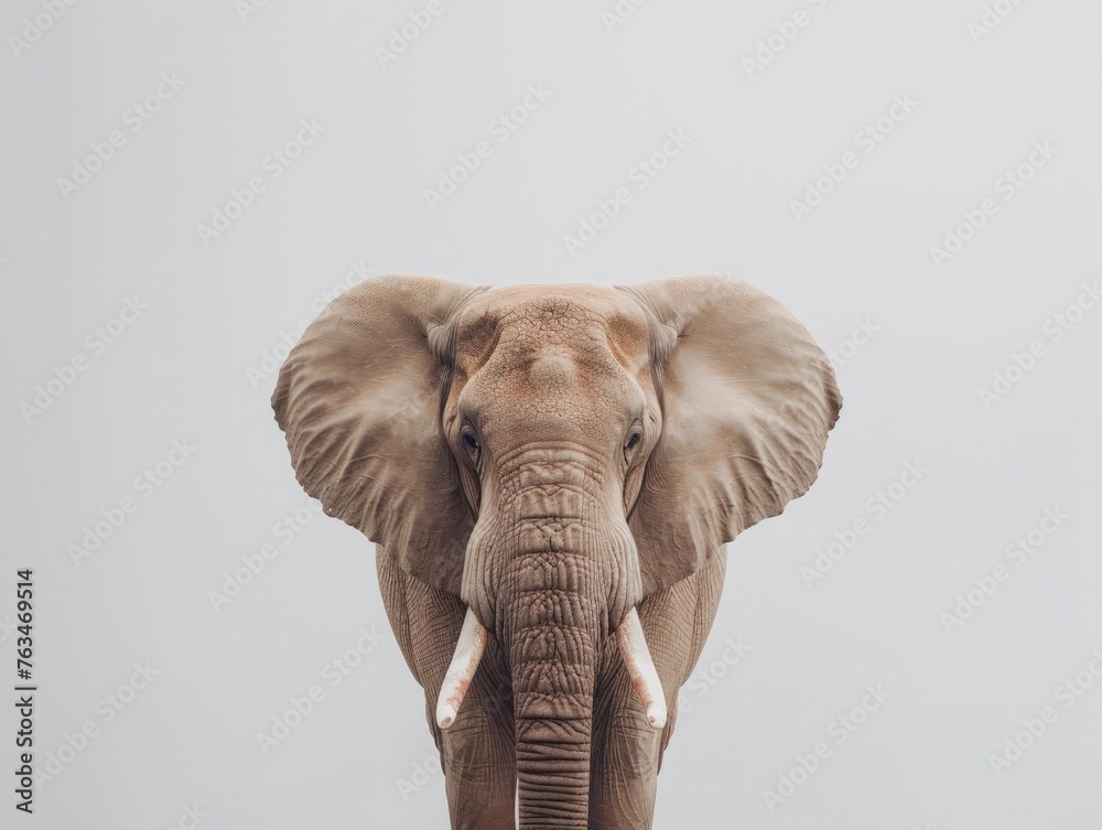Obraz premium An elephant grazing in a field under a vast sky