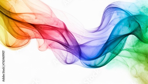 rainbow colorful smoke or abstract wave swirl on white background