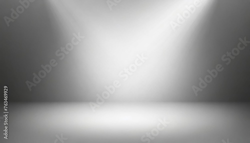 abstract empty white and gray gradient soft light background of studio room for art work design photo