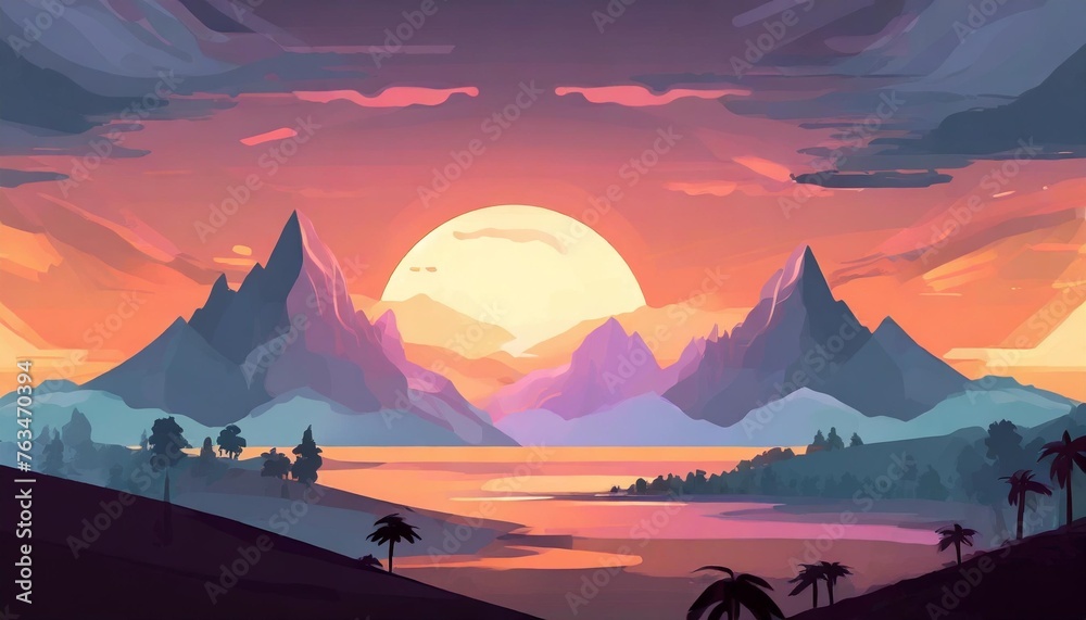 sunset background asset game 2d futuristic
