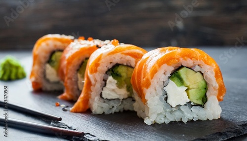 sushi on dark background