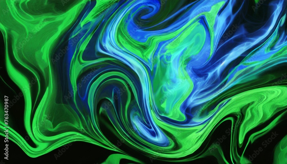 green and blue liquid smokey abstract background