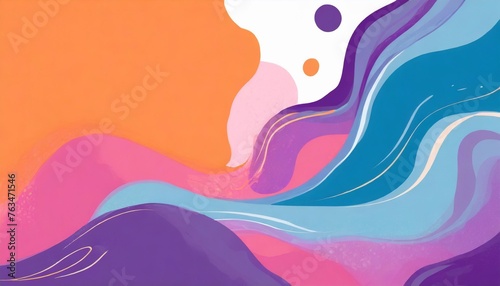 background illustration of a colored floating liquid in the trend colors pink orange blue and violet
