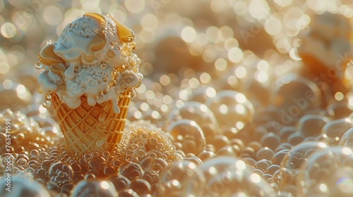 Ice Cream Cone on Bubble Pile