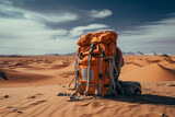 a backpack in the desert