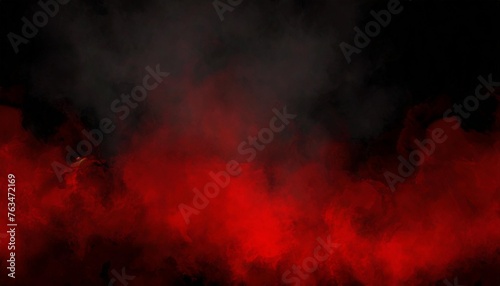 grunge dark horror black background with bright red mist smoke halloween goth design photo