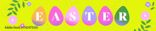 colourful easter banner rabbit flower egg spring
 (ID: 763473335)