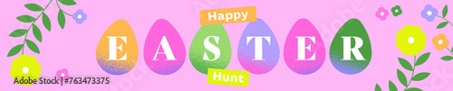 colourful easter banner rabbit flower egg spring
 (ID: 763473375)