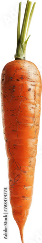 Fresh organic carrot with greens, cut out transparent