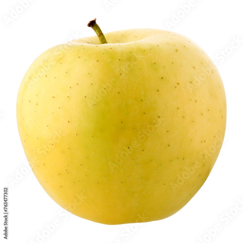 isolated yellow apple. one whole garden fruit. cut out.