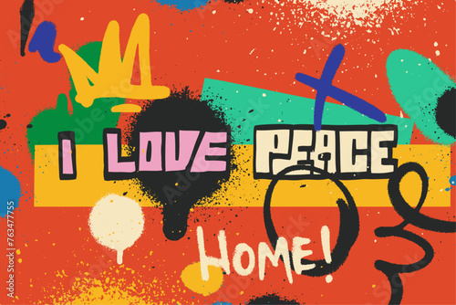 Street Style I Love Peace Spray Paint Background