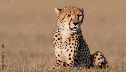 A Cheetah With Its Paw Raised Testing The Wind Upscaled 5