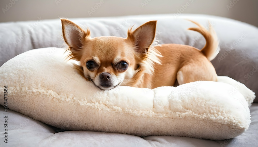 A Chihuahua Resting On A Fluffy Pillow Upscaled 3