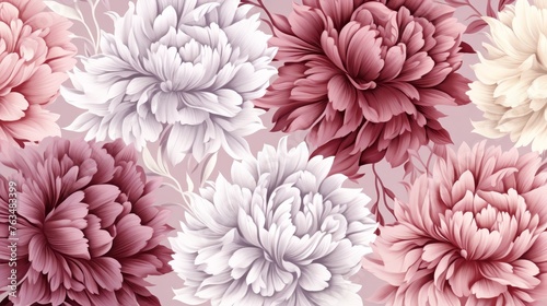 Vintage peony embroidered fabric patterns for creative printing, scrapbooking, crafts