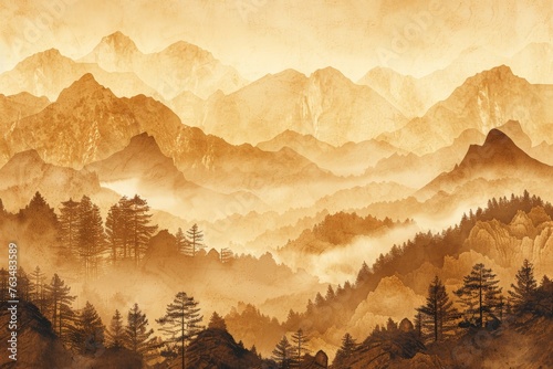 Mountain Range With Foreground Trees photo