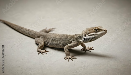 A Lizard In A Defensive Stance On A Textured Surfa Upscaled 3