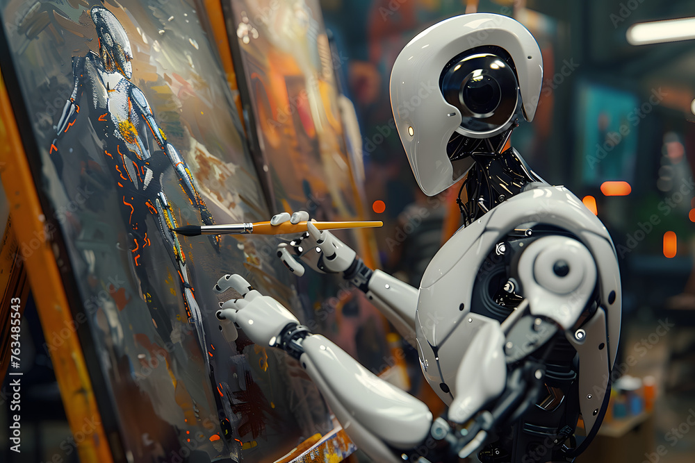 Roboartist Painting Its Artwork Piece Robots Takes Over The Human Roboartist Painting Its Artwork Piece Robots Takes Over The Human