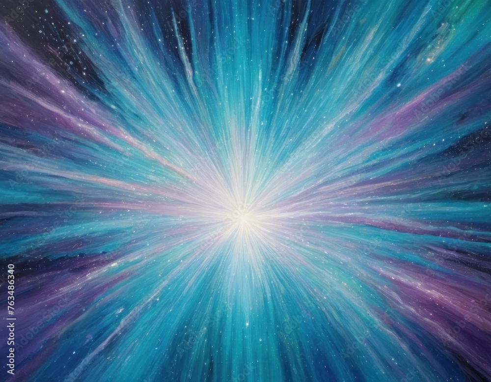 Abstract cosmic background with a burst of light and starry sky, depicting a space explosion or big bang.