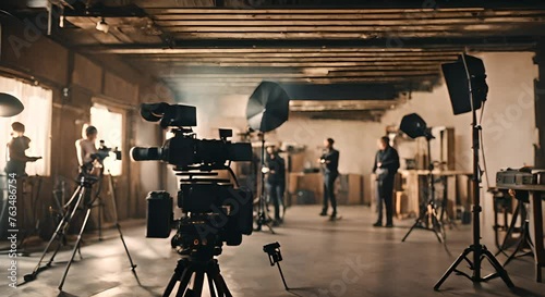 Audiovisual equipment recording a scene.