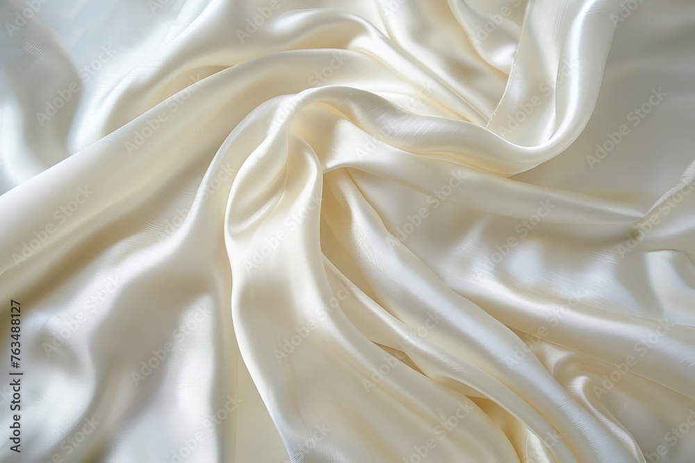 Luxurious white satin fabric with elegant drapes Luxurious white satin fabric with elegant drapes