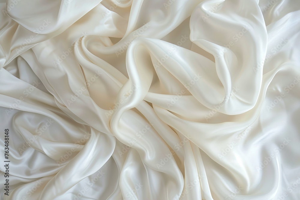Luxurious white satin fabric with elegant drapes Luxurious white satin fabric with elegant drapes