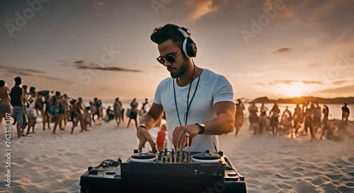 DJ at a beach party. photo