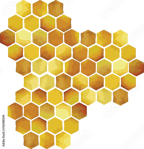 Watercolor Yellow Honeycomb Vector Illustration