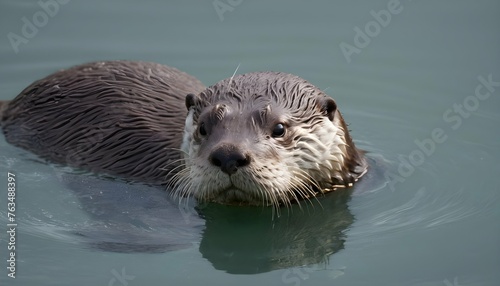 An Otter With Its Body Submerged In Water Only It Upscaled 2 © Nabiha