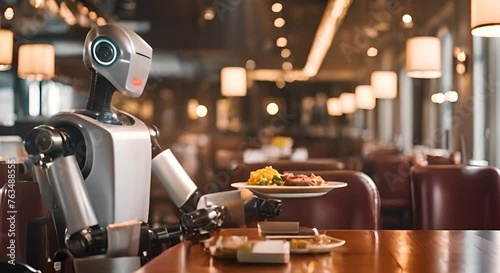 Robot waiter in a bar.