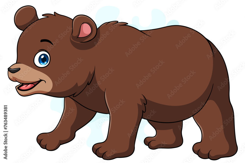 Obraz premium Cartoon cute big bear walking