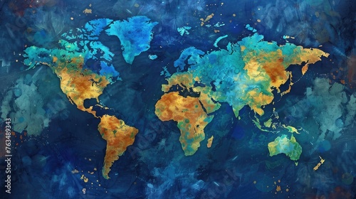world maps against a vibrant blue background, ideal for geography enthusiasts and educational materials