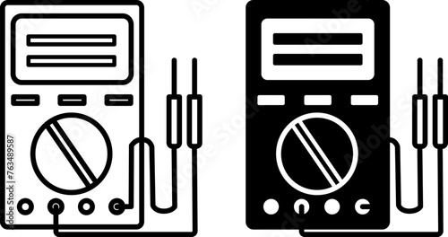 Multimeter icons. Black and White Vector Electrical Service Icons. Electrical Measurements, Testing, and Troubleshooting. Car service concept