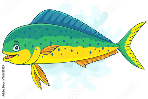 Cartoon mahi mahi fish isolated on white background photo