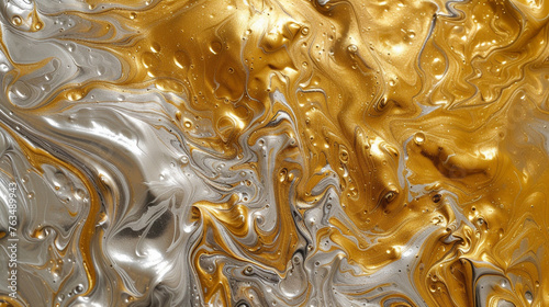 A blend of liquid gold and silver paint, weaving together to form a lavish visual experience.