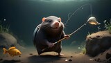 A Mole With A Fishing Rod Catching Subterranean Fi Upscaled 7