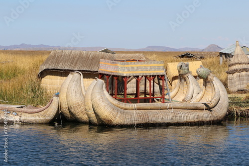 The floating islands of the Uros on Lake Titicaca, Peru photo