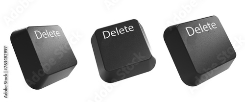 keyboard key released in the scenario, black color, with white writing written delete, to create a scenario