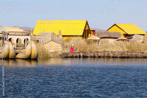 The floating islands of the Uros on Lake Titicaca, Peru photo