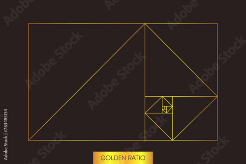 Golden ratio. Figure in golden proportion. Geometric shapes. Minimalistic style. Vector illustration.