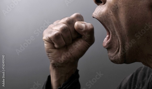 people suffering from deafness and hearing loss on grey background with people stock image stock photo  © herlanzer