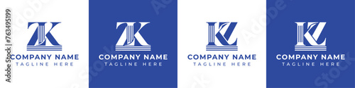 Letters ZK and KZ Pillar Logo Set, suitable for business with ZK and KZ related to Pillar