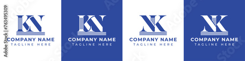 Letters NK and KN Pillar Logo Set, suitable for business with NK and KN related to Pillar