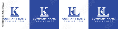 Letters LK and KL Pillar Logo Set, suitable for business with LK and KL related to Pillar