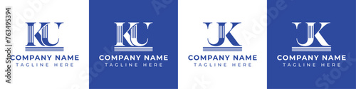 Letters UK and KU Pillar Logo Set, suitable for business with UK and KU related to Pillar