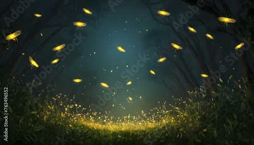 A Whimsical Scene Of Fireflies In Flight Upscaled